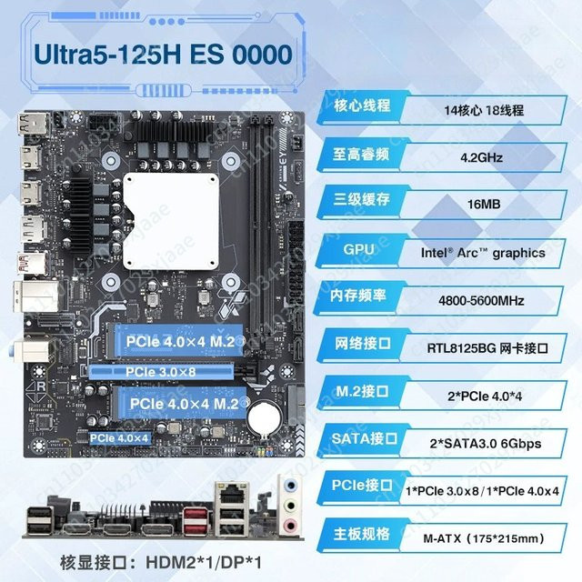 Yuanqi Ultra ES Onboard CPU Motherboard Set Modt Prozessor AI in Schwarz für 125H 155H 165H - Bild 1