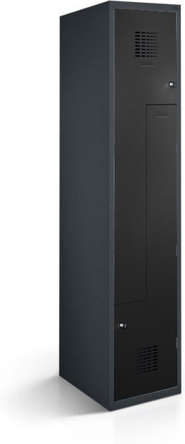 rotstahl Z-Spind mit 2 Türen in Anthrazitgrau und Schwarz, B/T/H: 30 x 50 x 180 cm - Bild 1