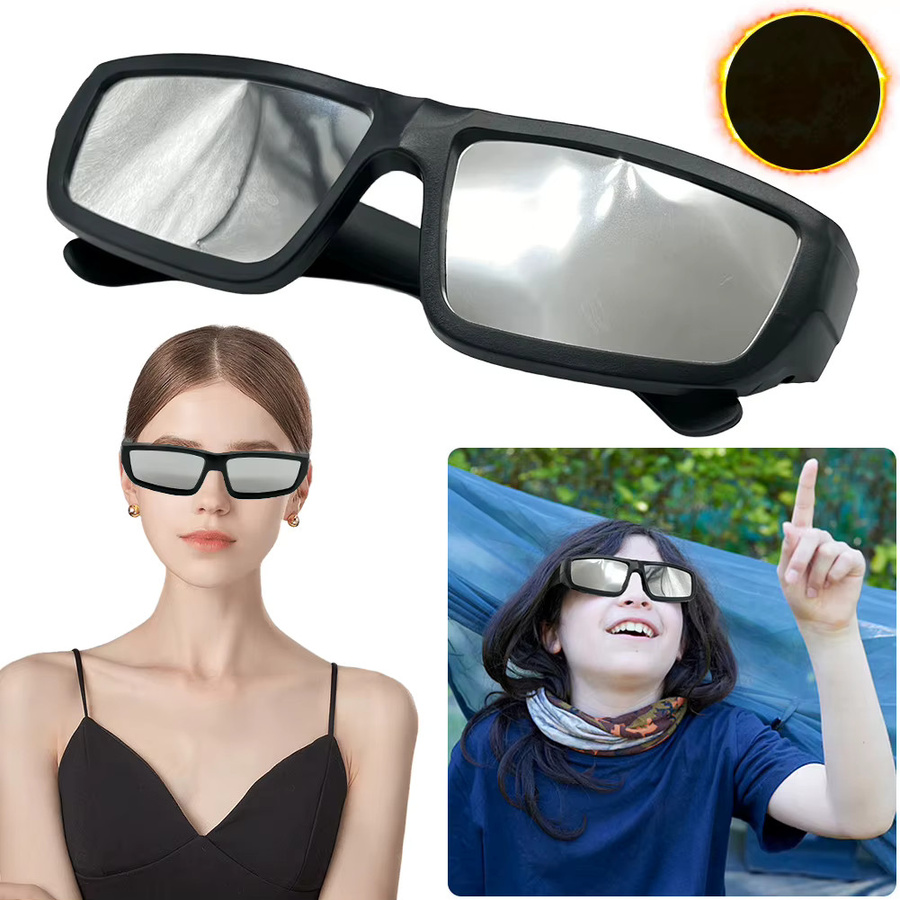 ALLOET Sonnenfinsternis-Brillen, Kunststoff, Vollrand, rechteckig, schwarz - Bild 3