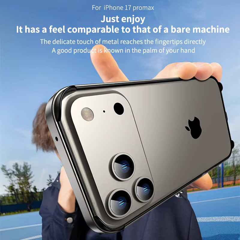MACDOT Stoßfeste Silikon-Schutzhülle mit Aluminium-Metallrahmen für iPhone 17 Pro Max 17 Air 16 15 14 Plus 13 Pro Max in Gold - Bild 4