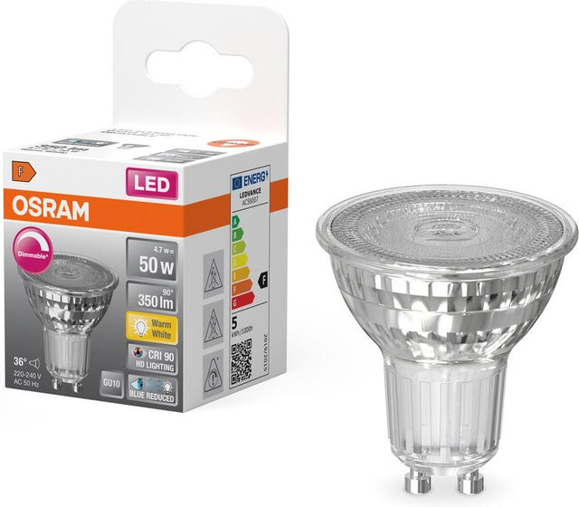 Osram LED Superstar + Spot PAR16 Reflektor-Lampe GU10, 4,7W, Warmweiß, Dimmbar, CRI90 - Bild 1