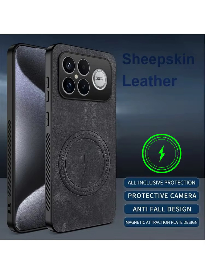 Hautfreundliche Schaffell Schutzhülle für Xiaomi Poco F8 Ultra F7 X7 M7 Pro in Grau mit starker magnetischer Aufladung und Anti-Fingerprint-Funktion - Bild 3