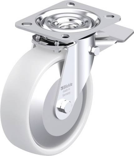 Blickle L-PO 125XR-ST-FA Stahlblech-Lenkrolle in Weiß mit Kunststoffrad und 125 mm Durchmesser für eine Tragfähigkeit von bis zu 250 kg - Bild 1