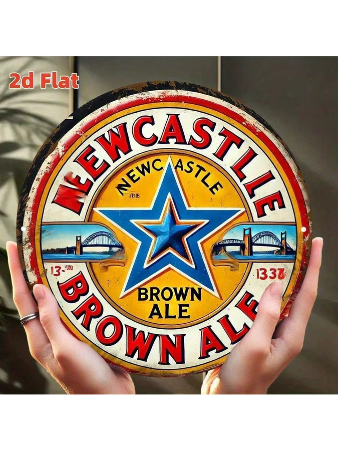 Retro Newcastle Brown Ale Metallschild CIFBUY Wanddekoration Rund, Mehrfarbig, Durchmesser: 20,32 cm - Bild 4