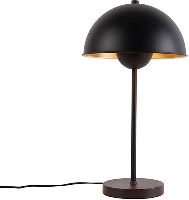 QAZQA Magnax Retro Tischlampe aus Metall in Schwarz und Gold mit E27 Fassung - Bild 1