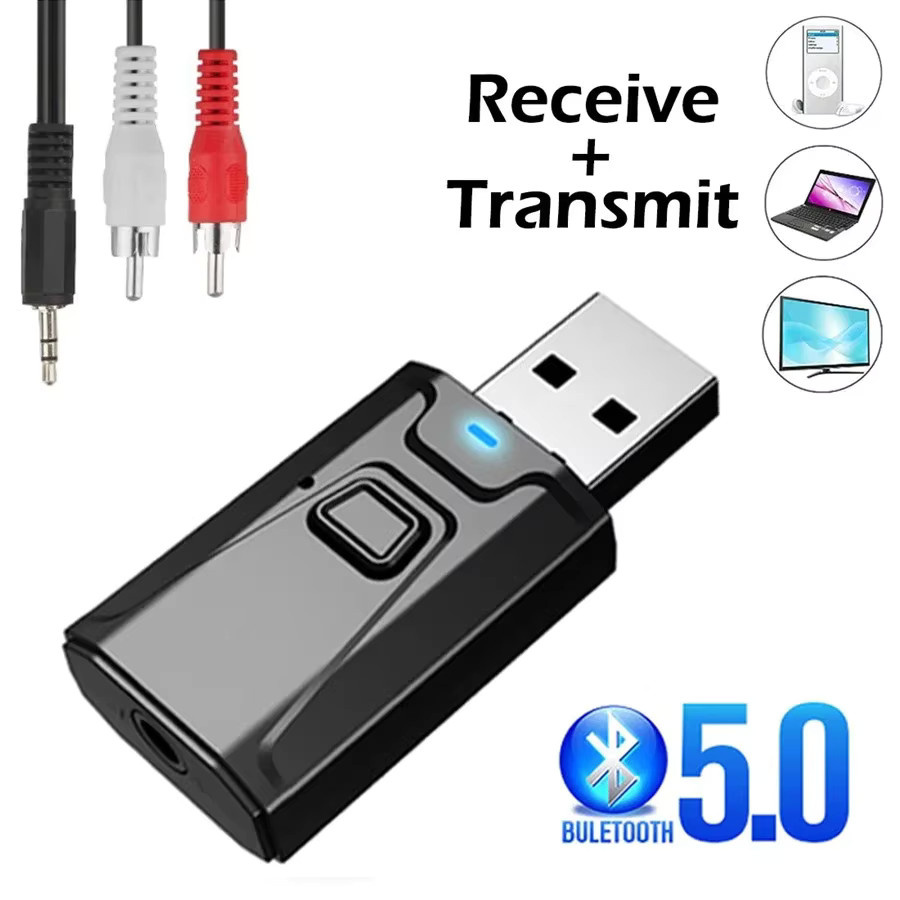 VIKEFON 3-in-1 Bluetooth 5.0 Adapter in Schwarz als Sender und Empfänger mit USB und 3,5 mm AUX für TV, PC, Kopfhörer und HIFI-Audio - Bild 6