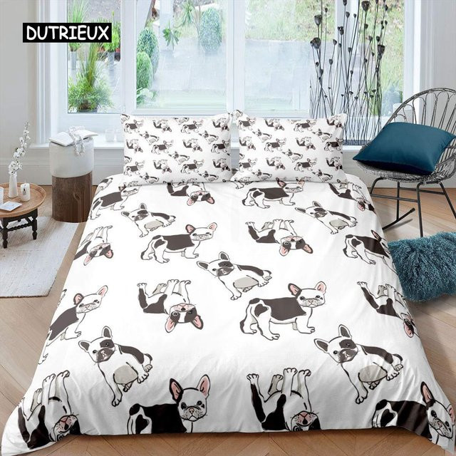 Bettwäsche Set Binchi Outdoor Product mit 3D Französische Bulldogge Motiv in Weiß, B/H: 135 x 200 cm - Bild 1