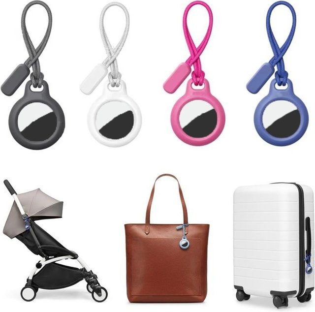 Silikon Schutzhülle für Apple AirTag mit Riemen in Pink - Bild 1