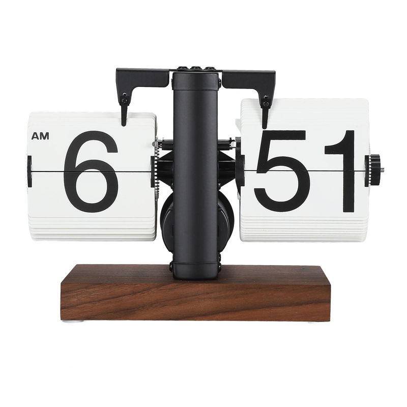 CosyHome Retro Mechanische Flip-Uhr mit Holzbasis, Digitaler Tischwecker im Vintage-Design, mehrfarbig - Bild 2