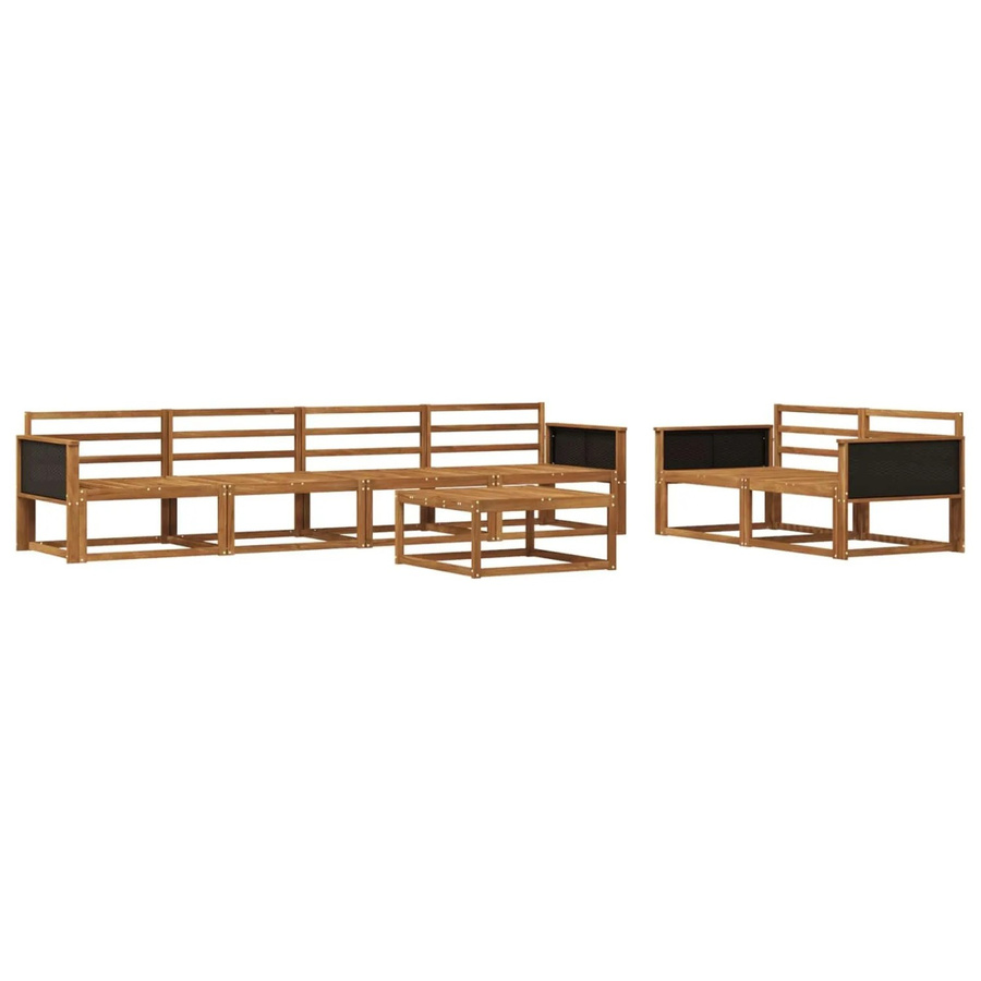 vidaXL Outdoor-Sofagarnitur aus Massivholz Akazie in Braun, 7-teiliges Set mit Tisch und Mittelsofas - Bild 2