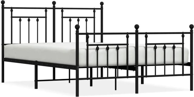vidaXL Bettgestell aus Metall mit Kopf- und Fußteil in Schwarz, B/T: 150 x 200 cm - Bild 1