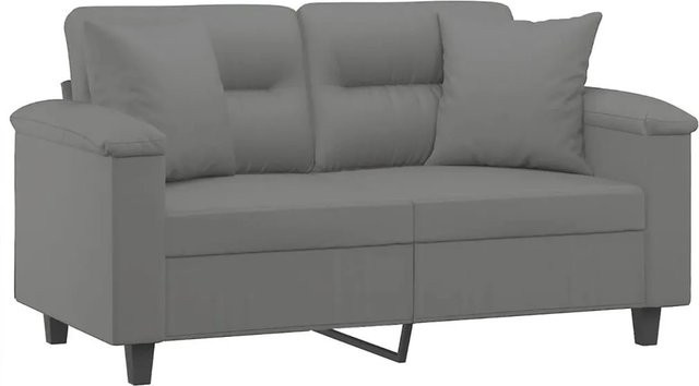 vidaXL 2-Sitzer-Sofa in Dunkelgrau mit Kissen aus Mikrofasergewebe und Metallrahmen, Breite: 150 cm, Tiefe: 80 cm, Höhe: 77 cm - Bild 1