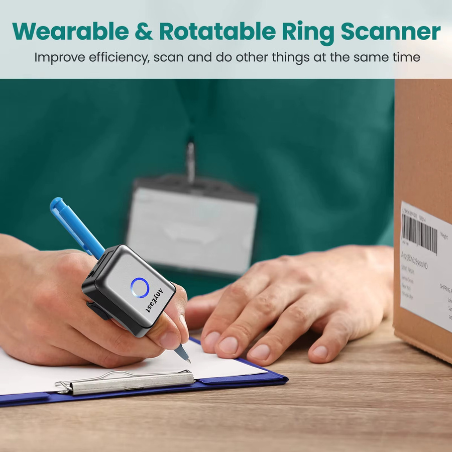 Eyoyo Bluetooth Ring Scanner Wireless Mini Finger Barcode Leser 2D für Android iOS und PC in Schwarz - Bild 3