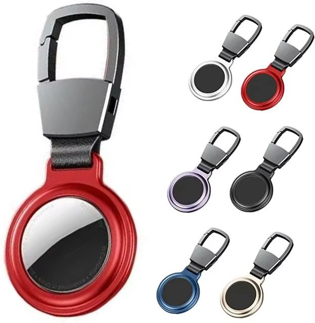 Magnetische Metall-Schutzhülle für Apple AirTag Tracker in Silber mit Schlüsselanhänger-Halter, stoßfest und kratzfest - Bild 1