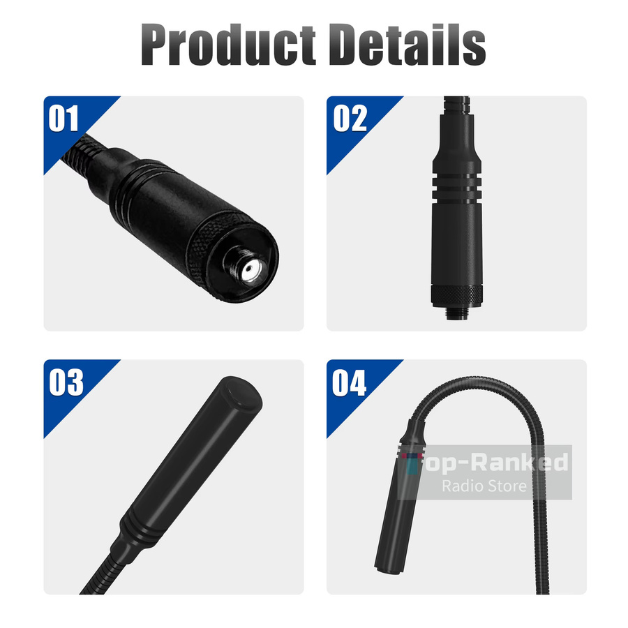 Baofeng UV-25 Schwanenhals Taktische Antenne mit SMA-Buchse Dual Band VHF UHF in Schwarz - Bild 2
