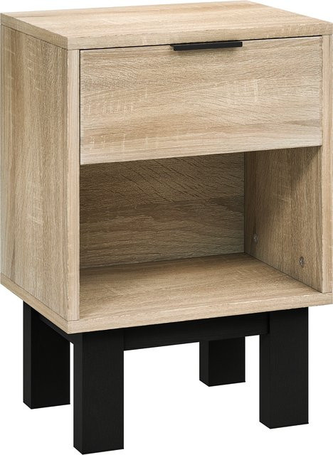 HOMCOM Nachttisch Eiche mit Schublade und offenem Fach für Schlafzimmer und Wohnzimmer, B/T/H: 35 x 26 x 50 cm - Bild 1