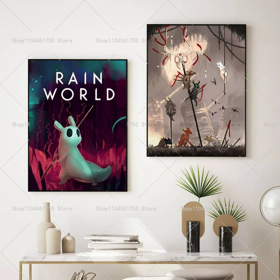 R-Rain World Videospiel-Poster, selbstklebender Kunst-Aufkleber aus wasserfestem Papier, Wanddekoration in Mehrfarbig, Rechteckig - Bild 4