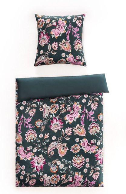 Bettwäsche HEDDA casa-NOVA Mako-Satin in Grün mit Kissenbezug und Bettbezug, B/H: 135 x 200 cm, Kissen: 80 x 80 cm - Bild 1