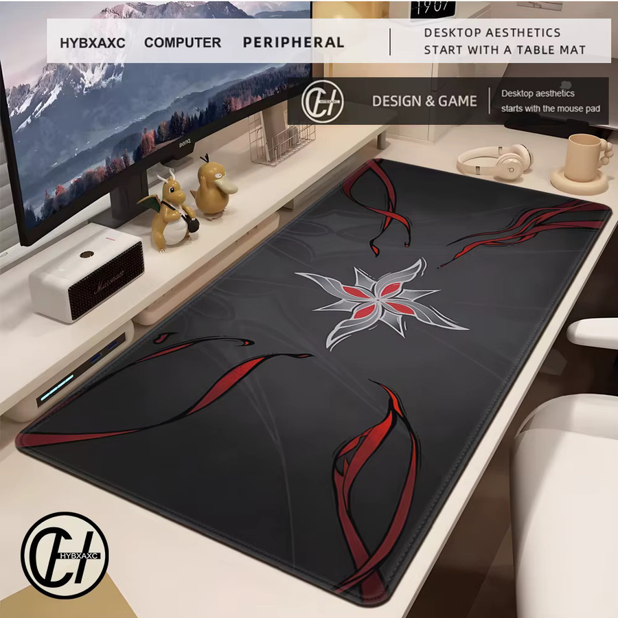 HYBXAXC Genshin Impact Arlecchino Mousepad in Schwarz, B/T: 90 x 40 cm - Bild 2