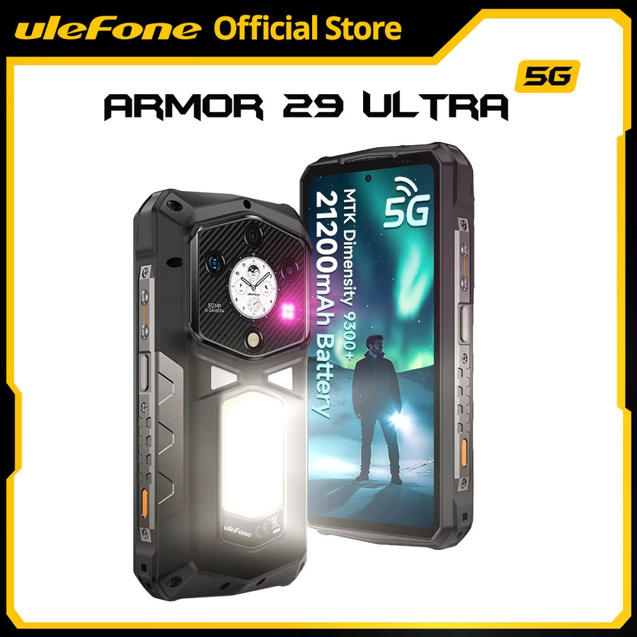 Ulefone Armor 29 Ultra 5G Robustes Smartphone in Schwarz mit Dimensity 9300+, 21200 mAh Akku, 6,67 Zoll 120 Hz AMOLED Display, 32 GB RAM, 1 TB ROM, 64 MP Nachtsichtkamera, NFC und Android 15 - Bild 7
