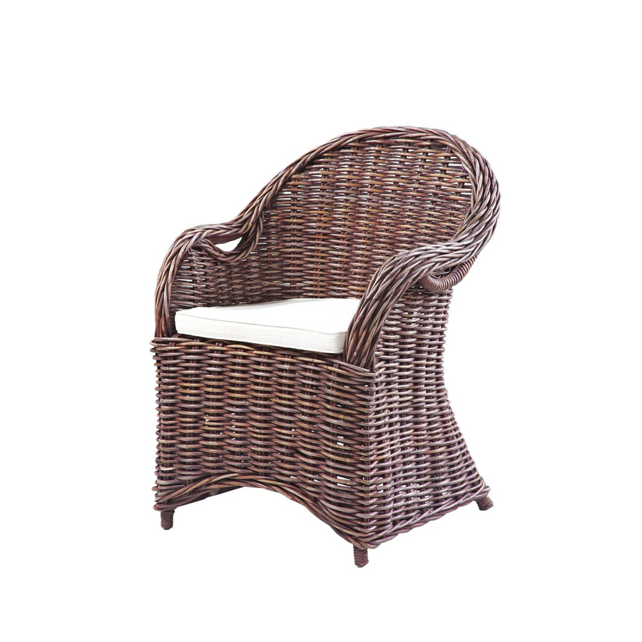 DELUKE Gartenstuhl BASEL Relaxsessel aus Rattan in Braun mit Armlehnen und wetterfestem Design, B/T/H: 64 x 51 x 88 cm - Bild 2