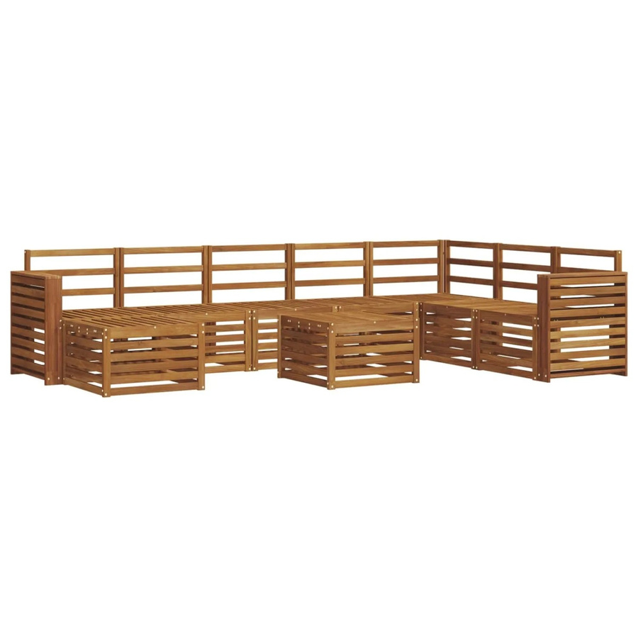 vidaXL Sofagarnitur aus Massivholz Akazie in Natur Braun im L-Shape Design mit Tisch und Latten-Design - Bild 2