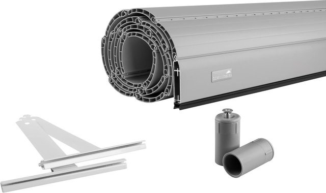 Schellenberg Rolladenpanzer Set Maxi aus PVC in Grau mit Aufhängefeder, Alu-Endleiste und Rolladenstopper für 60 mm Stahlrohrwellen, Breite: 80 cm, Höhe: 110 cm - Bild 1