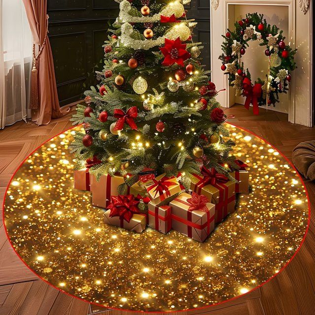 Vikama Runder Weihnachtsbaumrock in Gold für deine Weihnachtsdekoration - Bild 1