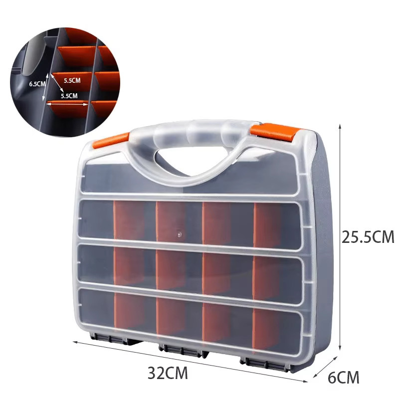 FNICEL Mehrzweck-Werkstatt-Organizer Set mit 12 Behältern, Schwarz-Orange, mit abnehmbaren Trennwänden und Tragegriff für Schrauben und Zubehör - Bild 3