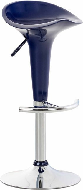 TPFLiving Barhocker Saddle in Blau mit Metallgestell in Chromoptik - Bild 1