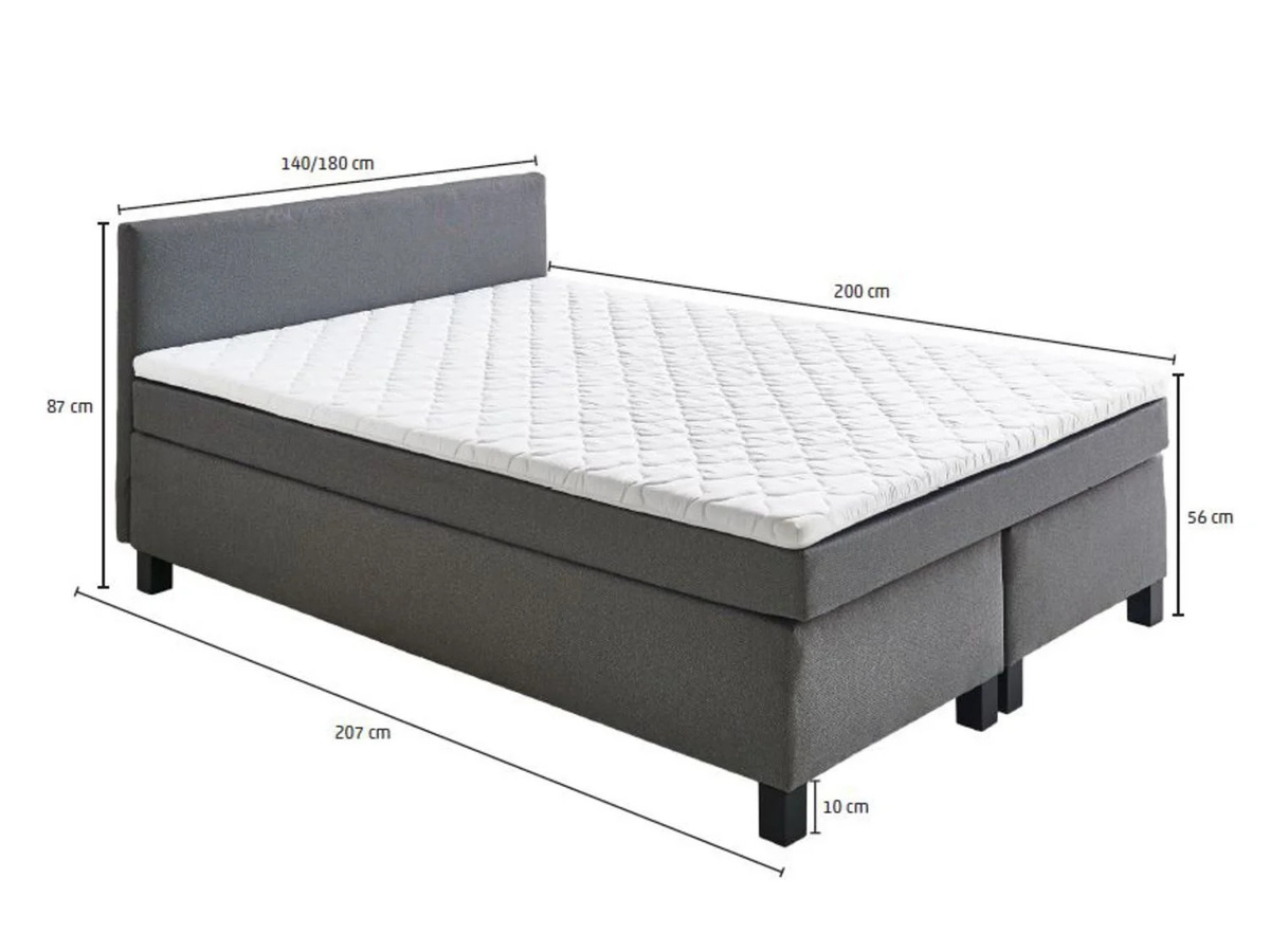 SUN GARDEN Boxspringbett Bendigo in Grau mit Bonell-Federkern und Microfaser-Bezug B/T: 180 x 200 cm - Bild 2