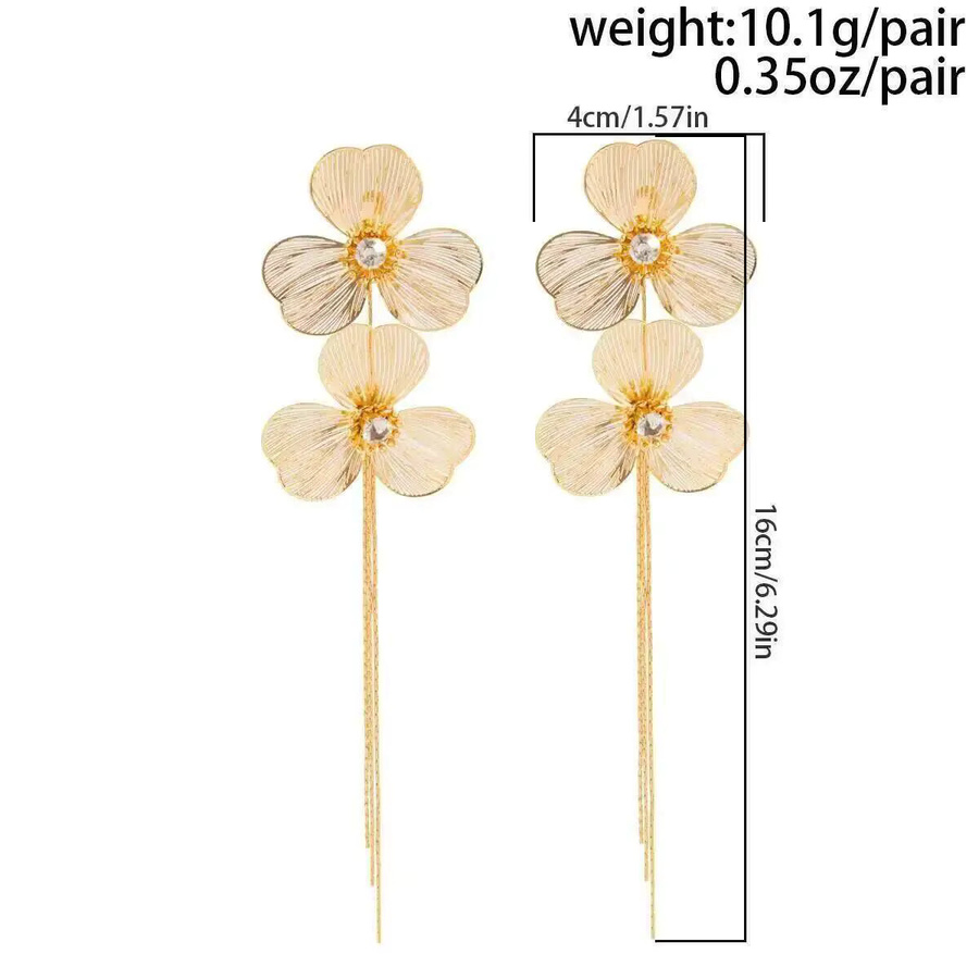 KunJoe Ohrringe, Strass Blume, Lange Quaste, Damen - Bild 2