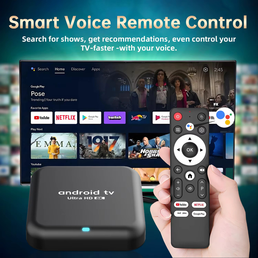UOSU Q18 Smart TV Box Android 16 mit 8GB RAM und 256GB Speicher, RK3518 Prozessor, 8K HD Video, WiFi6 und Bluetooth 5.4, Schwarz - Bild 2