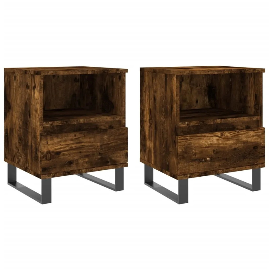vidaXL Nachttische 2er Set Räuchereiche Modern B/T/H: 40 x 35 x 50 cm - Bild 2