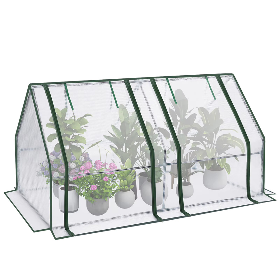 WOLTU Folien-Gewächshaus in Weiß mit verstärkter PE-Plane, aufrollbaren Türen und 4 Heringen als Pflanzenschutz für Tomaten, Blumen und Gemüse - Bild 3
