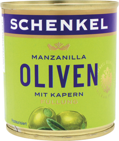 Schenkel Manzanilla Oliven grün mit Kapern-Füllung 200 g