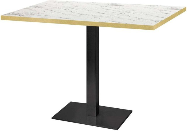 RestooTab Tisch Milan rechteckig mit weiß marmorierter Platte und schwarzem Gestell, B/T/H: 120 x 70 x 75 cm - Bild 1
