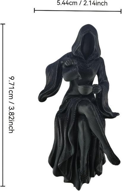 Gotische Sensenfrau Skulptur von SheyIn in Schwarz und Silber als dekorative Harzstatue für dein Zuhause oder Büro - Bild 1