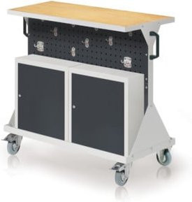 Kappes RasterMobil Gr. 2 Rollbarer Werkstattwagen mit Arbeitsplatte und 4 Lochplatten, Farbe: Grau, H: 93 cm - Bild 1