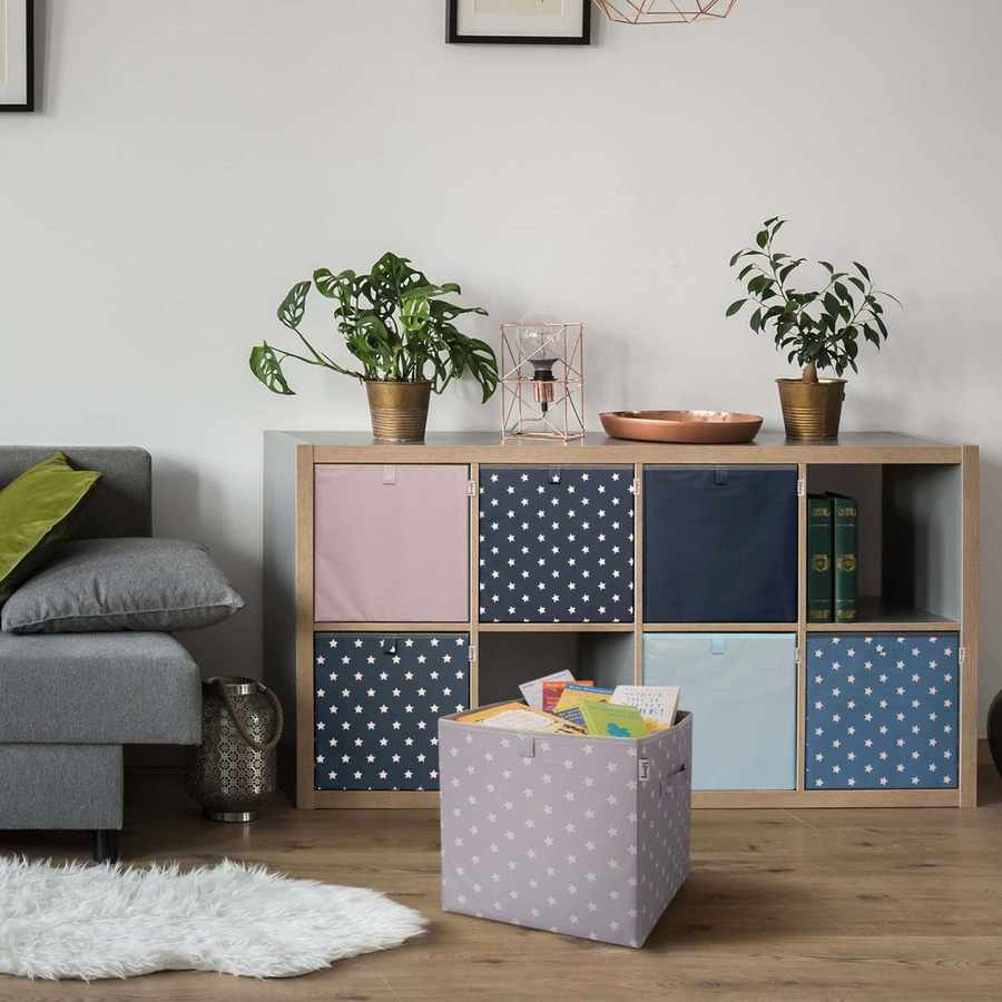 Lifeney Aufbewahrungsbox Sterne in Grau und Weiß aus Stoff, B/T/H: 33 x 33 x 33 cm - Bild 2