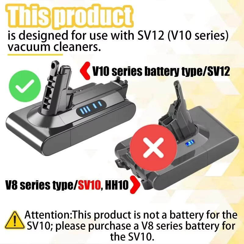 DW20V10 Batteriekonverter Schwarz für Dewalt 18/20 V Lithiumbatterien, kompatibel mit Dyson V10 Animal Hair Staubsauger - Bild 3
