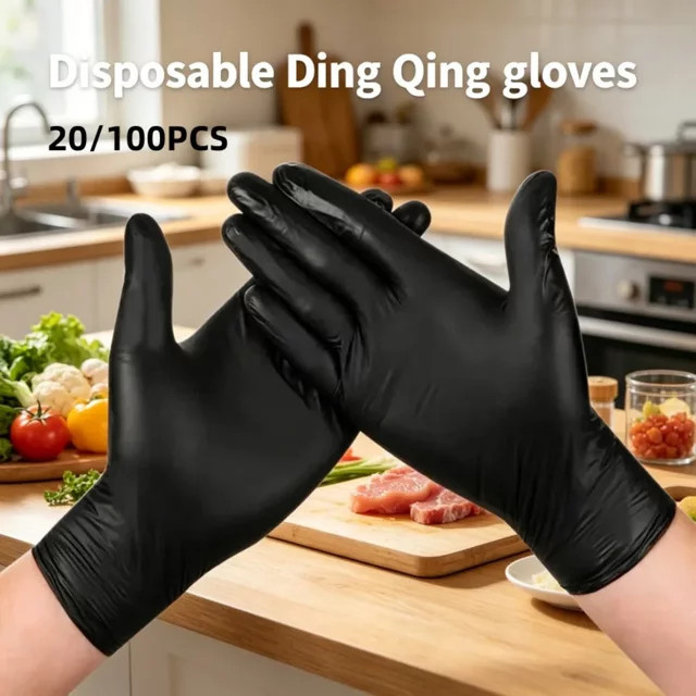 VTMANMNS Einweghandschuhe aus Nitril-PVC in Schwarz, wasserdicht und rutschfest für Hausarbeit, Gartenarbeit und Reinigung - Bild 1