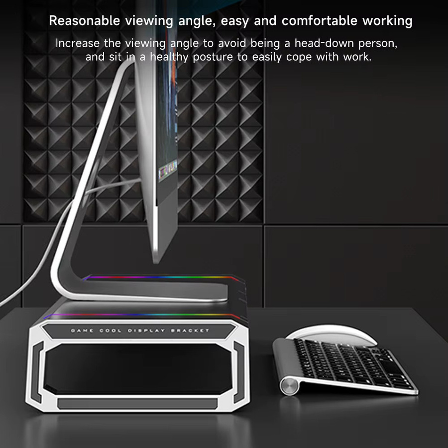 ELOOLE RGB Computer-Monitorständer in Schwarz mit USB 2.0/3.0 Schnittstellen, Aufbewahrungsschublade und Handyhalterung zur Computererhöhung für dein Gaming-Setup - Bild 4