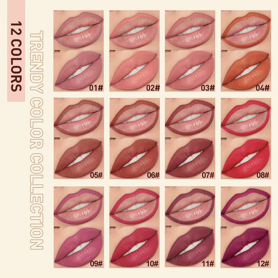 QIBEST Lippenstift, 12 Farben, Matt, Unisex - Bild 2