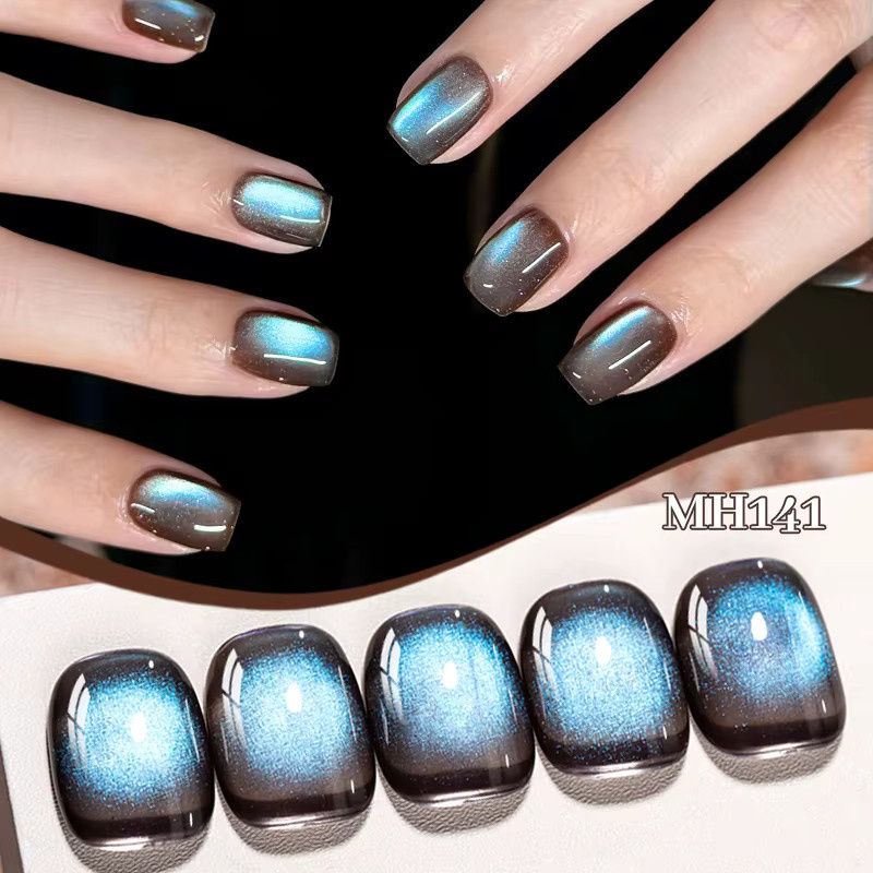 Mtssii Katzen-Magnetgel Nagellack, Bräunlich-Blau, 2x 10 ml, Schimmernd - Bild 2