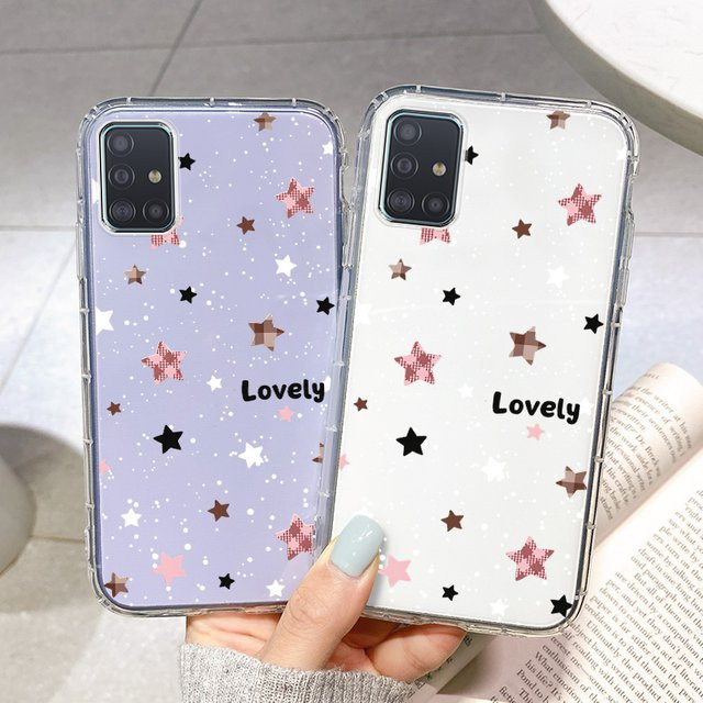 Transparentes Silikon Handycase mit buntem Sternenmuster für Samsung Galaxy S25 Ultra, S24, S23, S22, S21 FE, S20, A56 5G und A36 5G - Bild 1