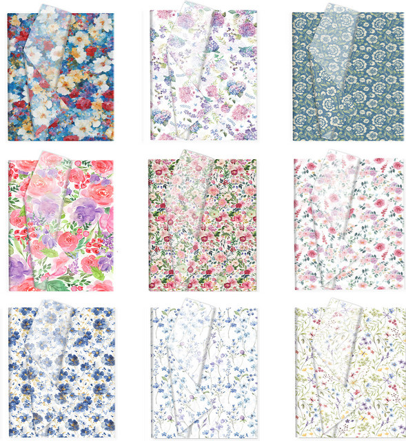 Floral Seidenpapier mit Schneebirnen-Blumenmuster für DIY Geschenke und Blumenverpackungen, Mehrfarbig - Bild 1