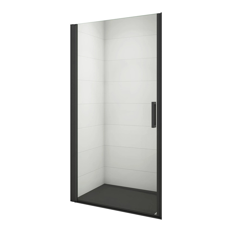 Duschparadies Duschkabine als Nischentür mit Schwingtür aus 8mm Nano Glas in Schwarz und Transparent, B: 100 cm, H: 200 cm - Bild 2