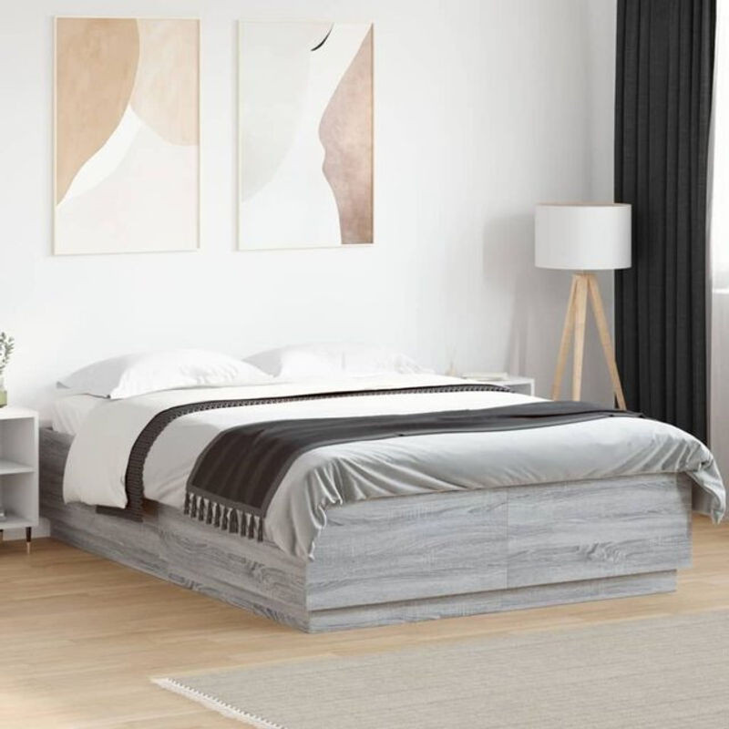 Modernes Bettgestell Vidaxl aus Holzwerkstoff in Grau, B/T/H: 160 x 200 cm - Bild 1