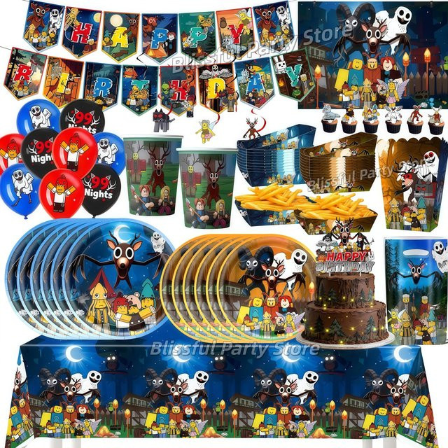 Warner Bros. 99 Nächte im Wald Partydeko Set aus Papier mit Einweggeschirr und Ballons, Mehrfarbig - Bild 1